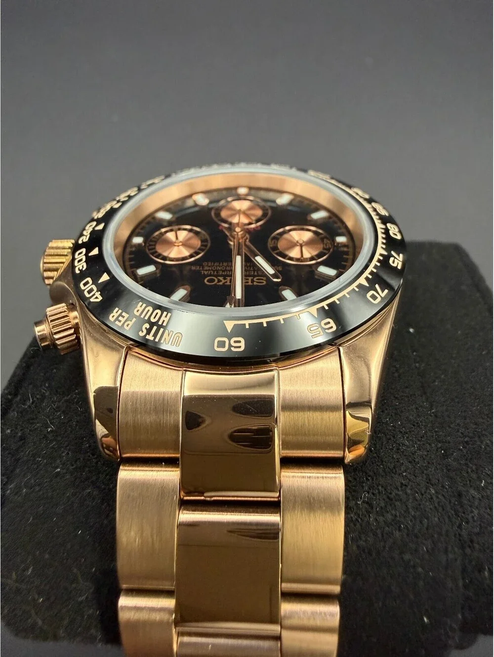 CUSTOM SEIKO DAYTONA ROSE GOLD BLACK